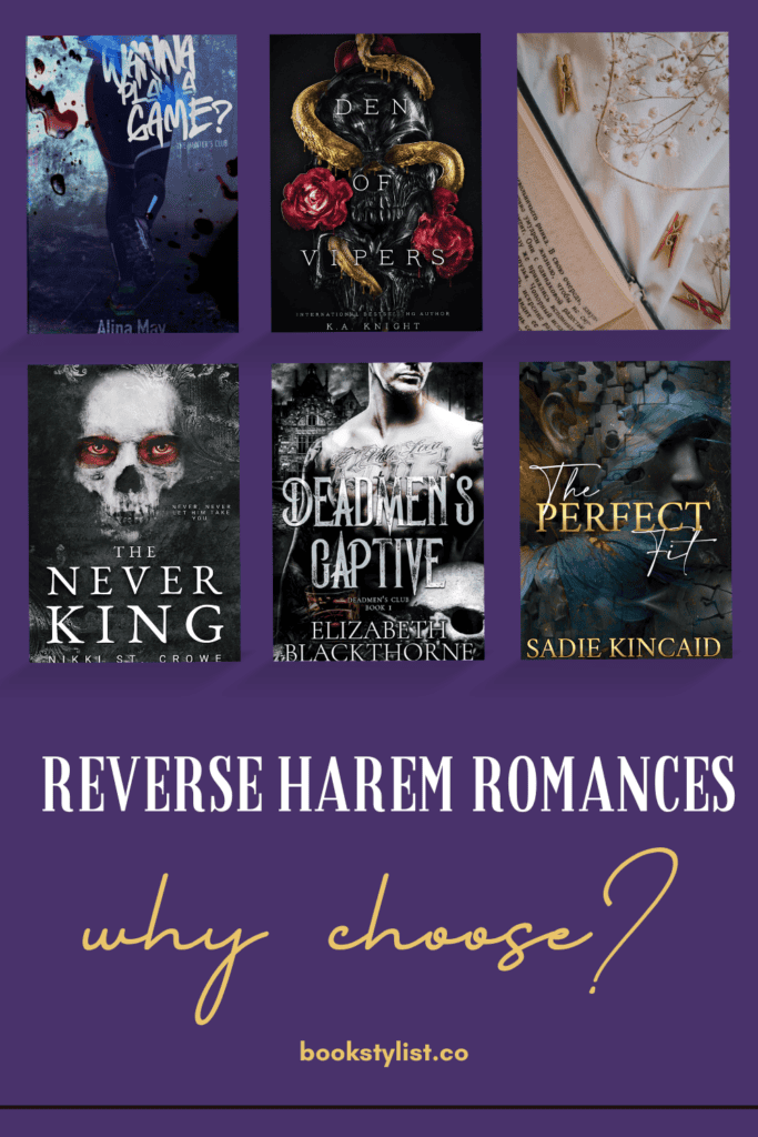 Pin image for reverse harem romance books blog post