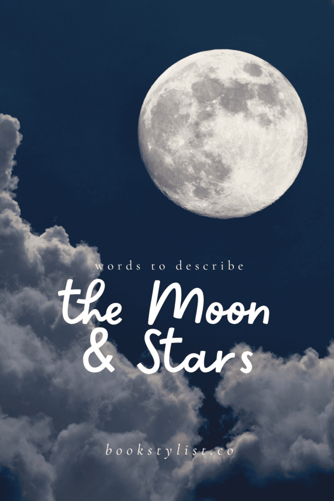 Pin image for the blog post on words for the moon and stars